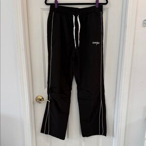 Black Track Pants with White Accents